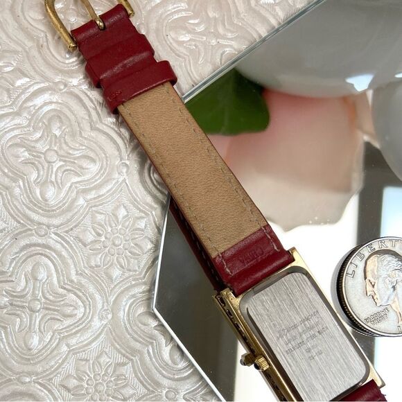 Marcel Drucker Red Gemstone Bezel Tank Style Watch with Pink MOP Dial - Picture 15 of 16